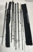 A collection of six Shimano rods, including a Beastmaster Barbel Power 12',