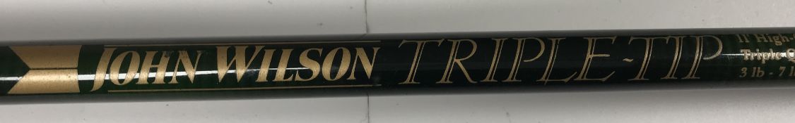 A collection of six various rods including a John Wilson Triple Tip 11' high grade carbon rod with