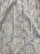 Five pairs of cotton mix interlined curtains with fixed goblet headings,