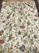 One pair of linen interlined curtains with fixed double pencil pleat headings in Nina Ricci