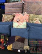 A selection of cushions to include two Moroccan floor cushions,