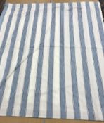 Two pairs of linen type lined curtains with taped pencil pleat headings,