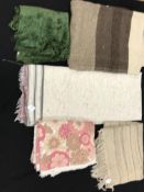 A cream, oatmeal and brown striped throw, approx.