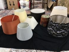 A collection of 10 lamp shades,