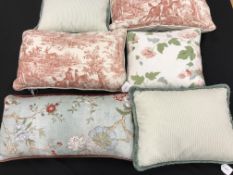 Two toile de jouy cushions,
