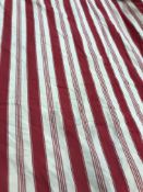 Two pairs of woven interlined curtains, with triple pencil pleat fixed headings,