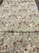 Two pairs of chenille lined curtains with eyelet headings,