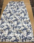 Two pairs of cotton type curtains with taped pencil pleat headings in blue,