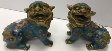 A pair of Chinese gilded and cloisonné d