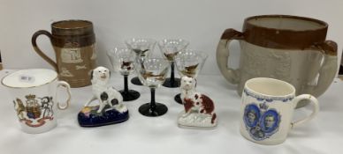 A set of five lustre glass ware liqueur