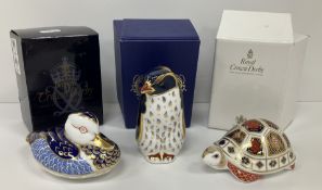 Three Royal Crown Derby figures of anima