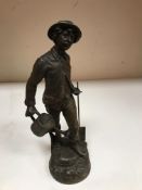 A Victorian patinated spelter figure of