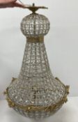 A pair of Empire style glass bead lustre decorated hanging lights,