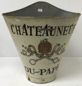 A painted metal grape hopper bucket in the vintage manner, inscribed 
