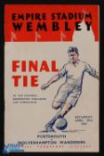 1939 FAC Final match programme Portsmouth v Wolverhampton Wanderers at Wembley 29 April 1939; slight