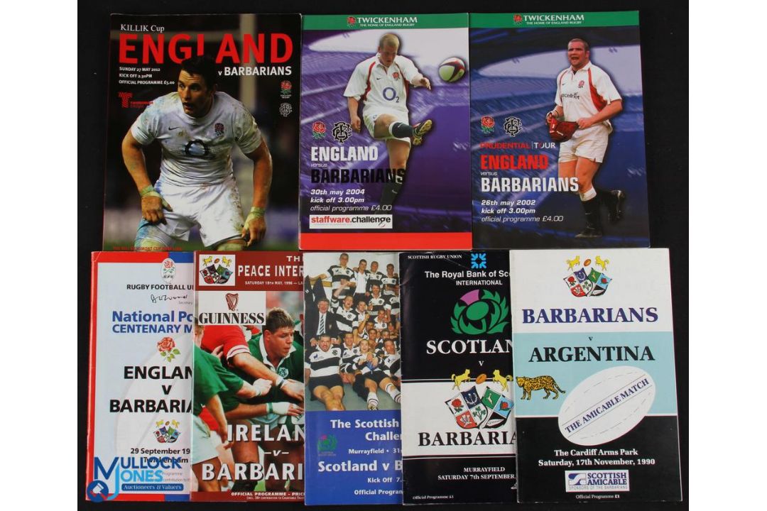 Barbarians v Other Nations Rugby programmes (8): v Argentina 1990, Scotland 1991 & 2000, Ireland