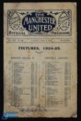 Pre-War 1924/1925 Manchester Utd v Blackpool Central League match programme 4 April 1925, has