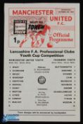 1972/73 Lancashire FA Youth Cup Manchester Utd Youth v Tranmere Rovers Youth single sheet match
