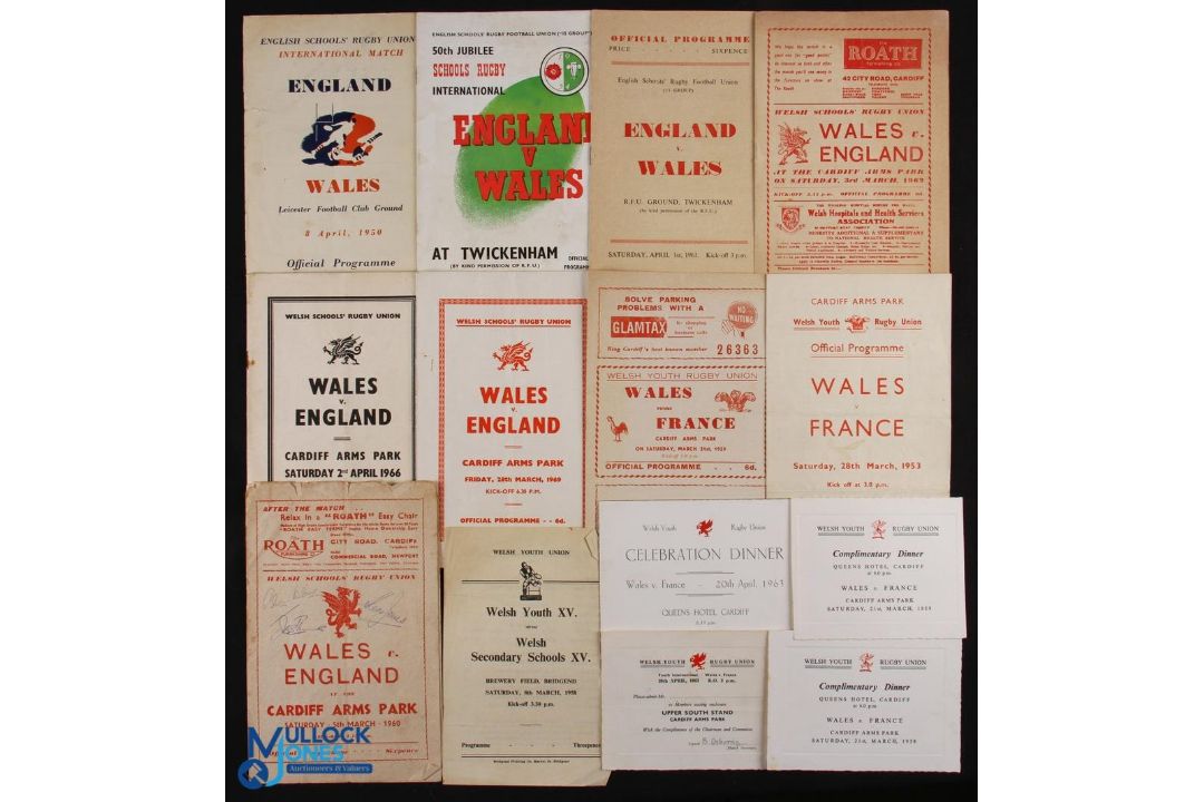 1950-63 Welsh Schools and Youth Rugby Programmes etc (14): The 15 Group's meetings with England away
