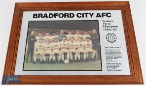 1984/85 Bradford City AFC, division three champions commemorative first team mirror, in a stained