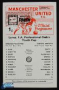 1972/73 Lancashire FA Youth Cup s/f Manchester Utd Youth v Oldham Athletic Youth single sheet