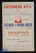 1955/56 Gateshead v Oldham Athletic Div. 3 (N) match programme 17 March 1956; slight staple rust,