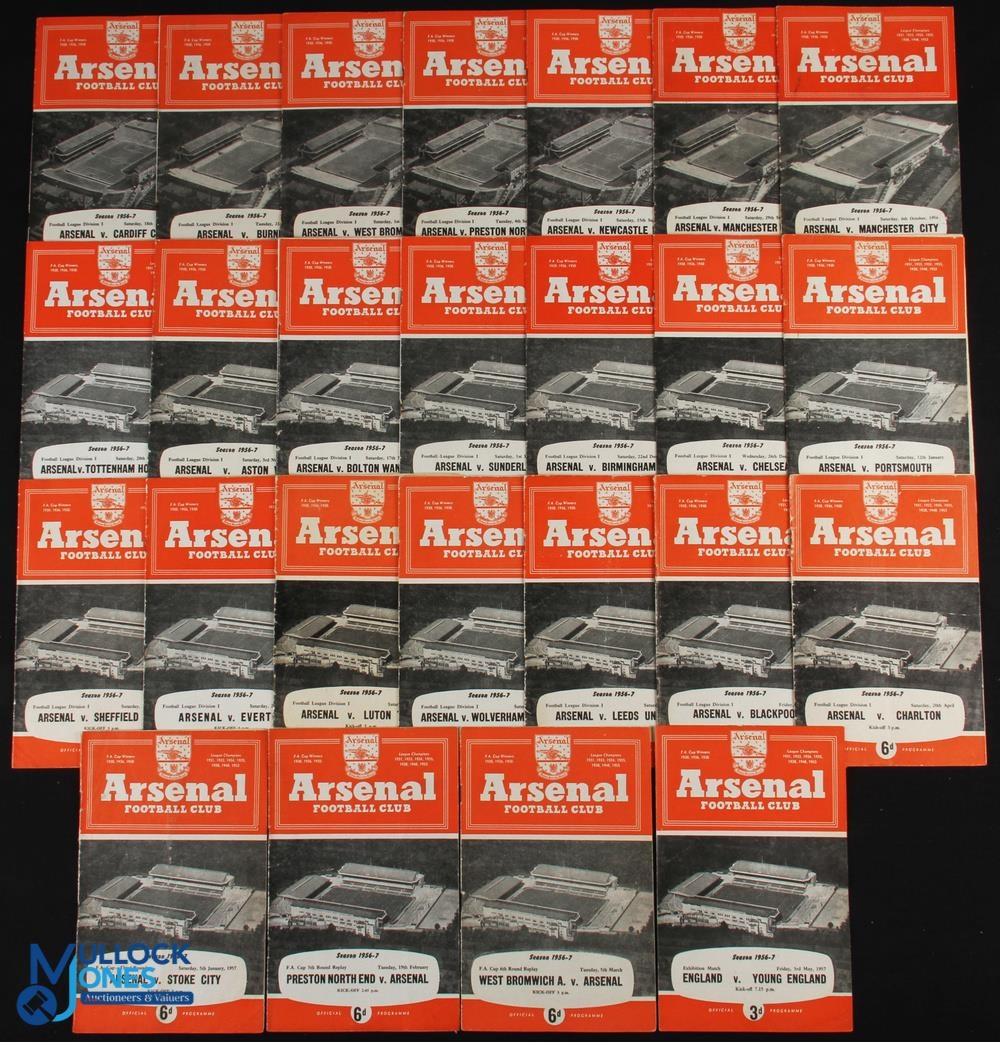 1956/57 Arsenal home programme collection full league season, FAC Stoke City, Preston NE, WBA plus