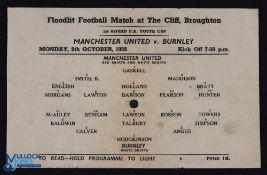 1956/57 Manchester Utd Youth v Burnley Youth FAYC 1st round single sheet match programme; slight