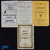 Newport & Cardiff Big Rugby Programmes (4): Newport v S Africa 1952, v the Barbarians v Newport 1955