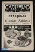 1947/48 Gateshead v Oldham Athletic Div. 3 (N) match programme 21 February 1948; fragile fold out