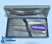 Watermans Panta Saphir gold plated set with 18k nib, presented to Cricketer Geoff Boycott on his