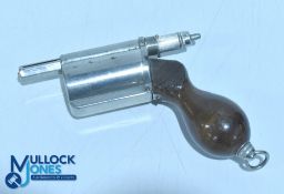 Travelling Pen - Pencil - Inkwell in the shape of a pistol having a wooden handle 10cm