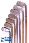 7x Assorted irons - incl' D&W Auchterlonie of St Andrews showing the Condie rose mark lofting