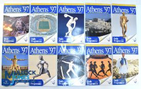 Ten Athens Greece 1997 World Athletic Championships programmes - All 10 days programmes in good