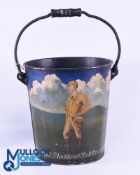 Interesting Cast Iron Hand Painted Golfing Scene Bucket - inscribed Royal Blackheath Golf Club