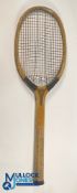 c1910 William Sykes Ltd Horbury & London wooden Tennis Racket, 14oz in weight, chamfered edge to