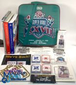 American Football: to include NFL 1993 Rose Ball padded seat cushion, NFL proline sealed cards,