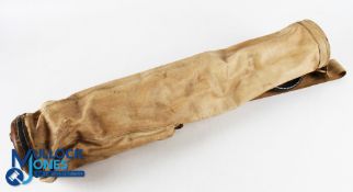 Period Slazenger pencil canvas Golf Bag - with leather fittings / handle, in good clean condition