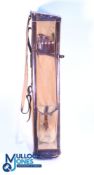 Period canvas and leather edged Golf Bag, with section for tees and umbrella, and pocket for golf