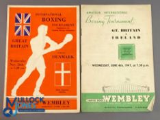 1947 International Boxing Programmes: 1947 England v Denmark Nov 26th Empire Pool Wembley, Amateur