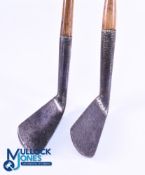 2x Early Irons - a dish faced lofting iron and a long blade stamped with an S to the toe - both