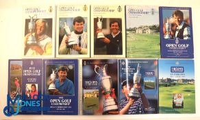 Golf Open Championship Programmes 1987, 1988, 1989, 1990, 1991, 1992, 1993, 1995, 1998 and 2000 (