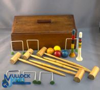 Table Parlour Croquet set in wooden box, well-made set, but no makers name