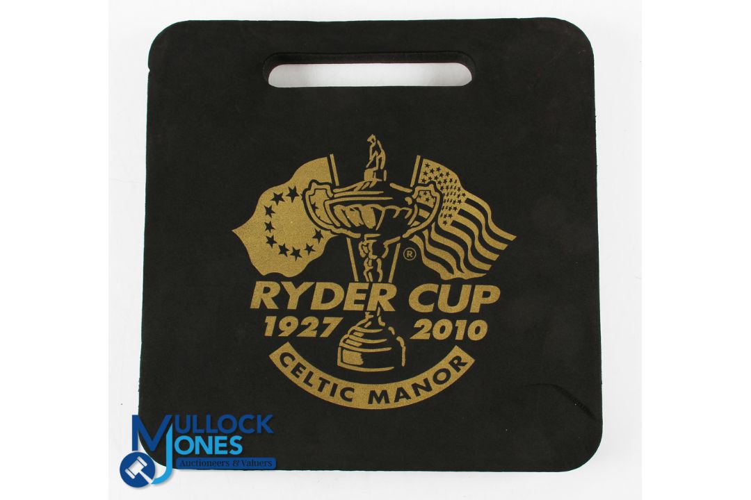 2010 Ryder Cup Celtic Manor Spectator Ground Cushion - black and gold finish c/w course plan on