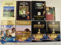 Ryder Cup programmes and ticket - 1985, 1989, 1993 + Ticket, 2001, 2002 and two 2010