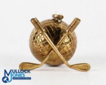 Period Novelty Miniature Sewing/Desk Top Golf Ball Tape Measure, made of brass with golf club feet -