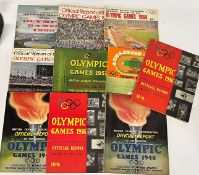 1948-1988 British Olympic Association Official reports - years 1948 x2, 1952, 1956 x2, 1960, 1964,