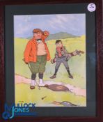 John Hassall (1868-1948) - after 2x amusing colour golfing prints featuring a golfer and his