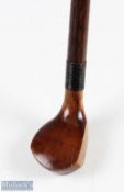 Fine Sunday Golfing Walking Stick with socket head wood handle with lead central back weight,