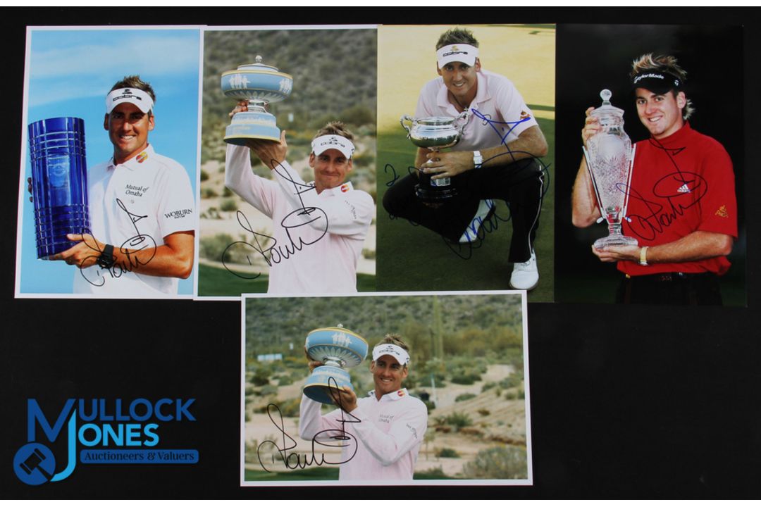 Ian Poulter Signed Winners Golf Press Photographs (5) to incl Volvo World Match Play Championship,